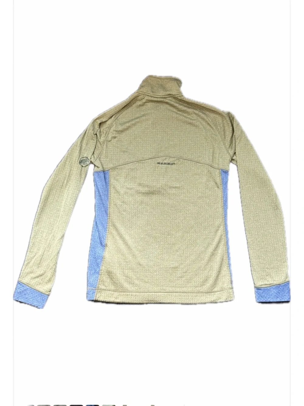 Mammut Men's Small Waffle Grid Technical Fleece Quarter Zip Sage & Blue
